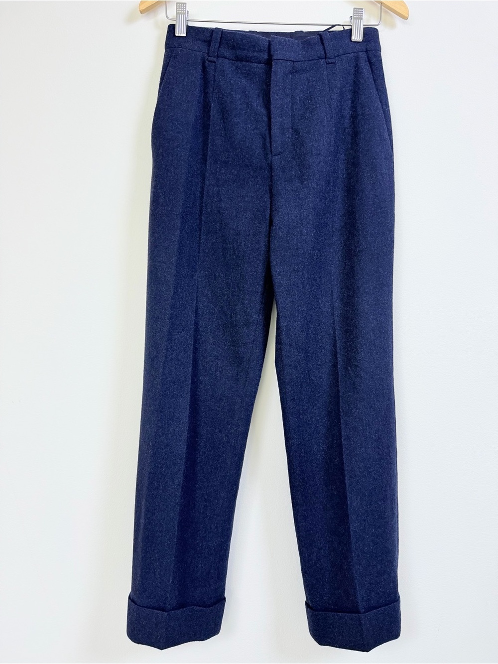 Chloe Women’s Wool Cashmere Trousers Abyss Blue Made in Italy